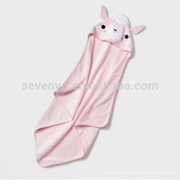 Baby / Newborn / Infant Hooded Badetuch - Pink Lama, aus weichem und saugfähigem 100% Baumwolle Terry